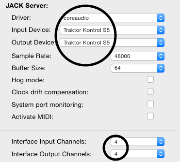 Jack OSX Server Settings